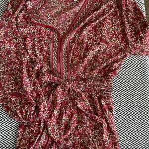 Max Studio Burgundy Floral Blouse